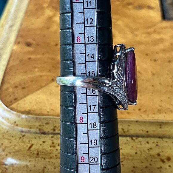 Genuine Ruby Sterling Silver Ring Size 7 - Picture 9 of 9